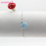 10mm Mint Green Opal Peace Sign Bracelet Charm