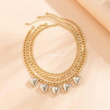Heart Pendant Clavicle Chain Necklace Muiltlayer Stylish Love-Charm Choker