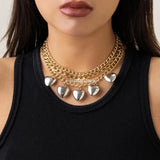 Heart Pendant Clavicle Chain Necklace Muiltlayer Stylish Love-Charm Choker