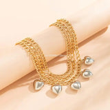 Heart Pendant Clavicle Chain Necklace Muiltlayer Stylish Love-Charm Choker