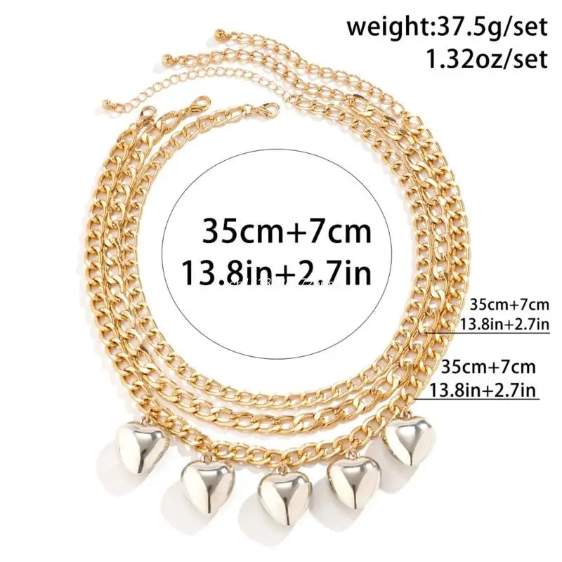 Heart Pendant Clavicle Chain Necklace Muiltlayer Stylish Love-Charm Choker