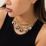 Heart Pendant Clavicle Chain Necklace Muiltlayer Stylish Love-Charm Choker