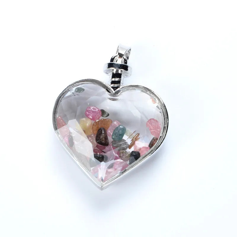 Heart Wish Lucky Bottle Reiki Pendulum Pendant Natural Stone Charms