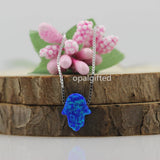 Hamsa Opal Necklace 925 Silver Synthetic Opal op27 fire Royal Opal Necklace