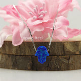 Hamsa Opal Necklace 925 Silver Synthetic Opal op27 fire Royal Opal Necklace