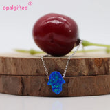 Hamsa Opal Necklace 925 Silver Synthetic Opal op27 fire Royal Opal Necklace