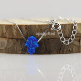 Hamsa Opal Necklace 925 Silver Synthetic Opal op27 fire Royal Opal Necklace