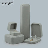 Gray High Velvet Jewelry Box For Bracelet Ring Necklace Pendant