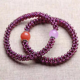 Natural Garnet Crystal Bracelet Women's Vintage Ethnic Jewelry