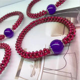 Natural Garnet Crystal Bracelet Women's Vintage Ethnic Jewelry