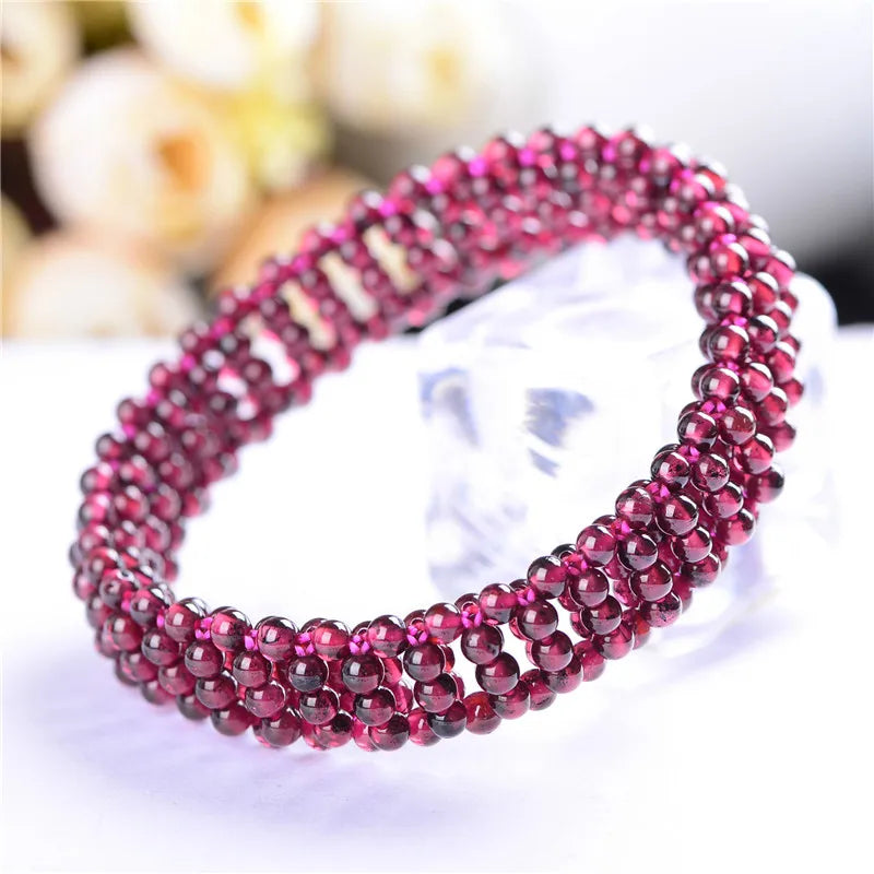 Natural Garnet Crystal Bracelet Women's Vintage Ethnic Jewelry