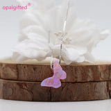 OP58 Fire Pink Opal Butterfly Necklace with 925 Sterling Silver