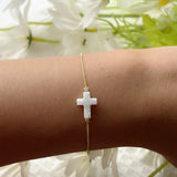 High Synthetic Light Opal Cross Bracelet with 925 Silver Bracelet