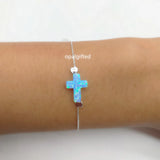 High Synthetic Light Opal Cross Bracelet with 925 Silver Bracelet