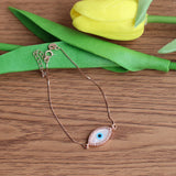 High rose hamsa/14K marquise mother of pearl evil eye tennis bracelet