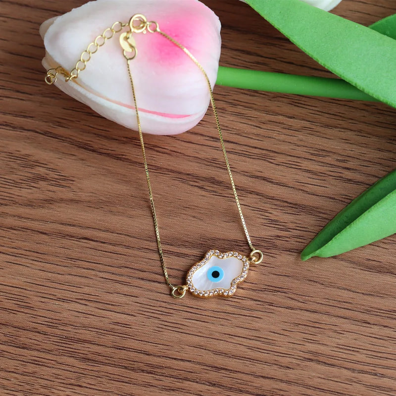 High rose hamsa/14K marquise mother of pearl evil eye tennis bracelet