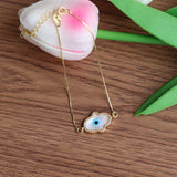High rose hamsa/14K marquise mother of pearl evil eye tennis bracelet