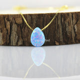OP26 Cornflower Synthetic Opal Geometric Pear/Drop Pendant Necklace