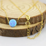 8mm Opal Necklace with 925 Silver Box Chain