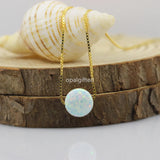 8mm Opal Necklace with 925 Silver Box Chain