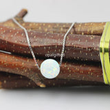 8mm Opal Necklace with 925 Silver Box Chain