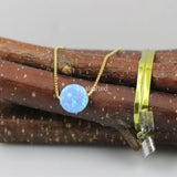 8mm Opal Necklace with 925 Silver Box Chain