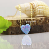 Fire OP26 Synthetic Opal Heart Pendant Necklace 10mm with 925 Silver Chain