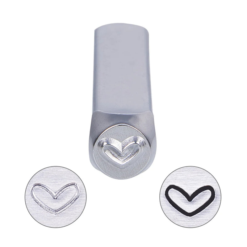 Metal Stamps Cuboid Heart Pattern Platinum 64.5mm