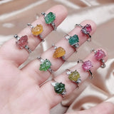 Irregular Crystal Tourmaline Quartz Stone Engagement Ring Reiki