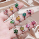 Irregular Crystal Tourmaline Quartz Stone Engagement Ring Reiki