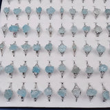 Natural Aquamarine Stone Ring Adjustable Wedding Anniversary