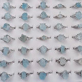 Natural Aquamarine Stone Ring Adjustable Wedding Anniversary