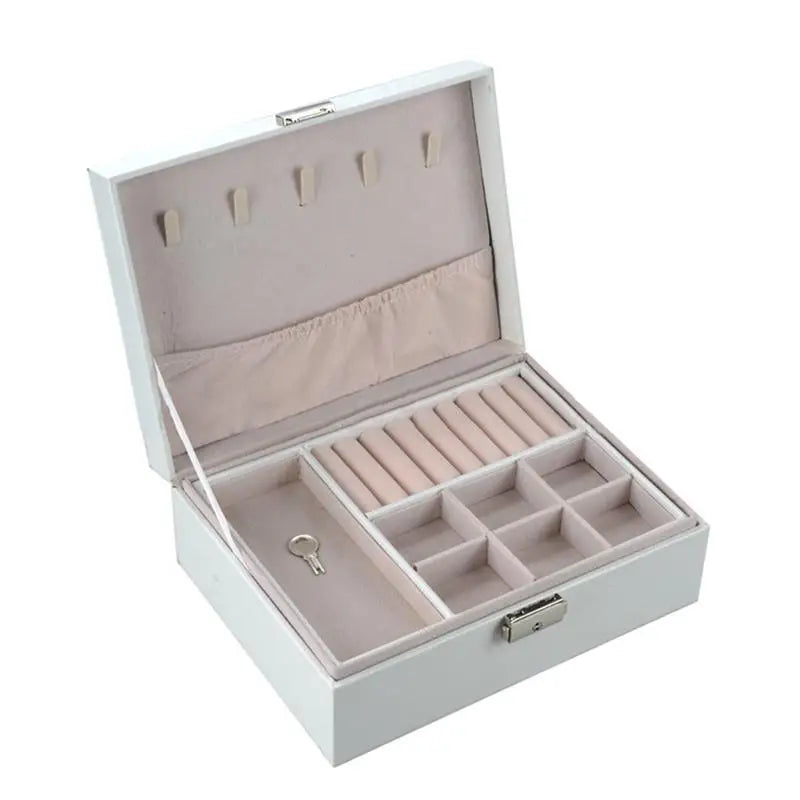 Double Layers Jewelry Organizer Box Jewelry Holder Case Display Storage