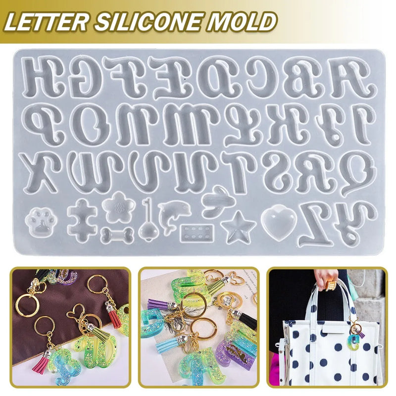 Letter Epoxy Resin Mold Keychain Pendant Silicone Jewelry Casting Mould DIY