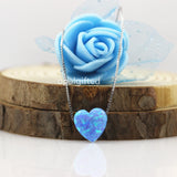 10mm 925 Silver Chain Chocker Necklace Synthetic Fire OP06 Opal Heart Pendant