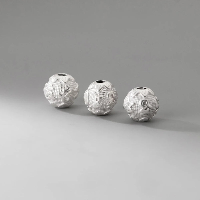 925 Silver Buddhism Mantras Round Beads 8mm 10mm Spacer