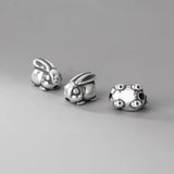925 Sterling Silver Cubic Rabbit Shape Loose Beads Charms for Jewelry Making