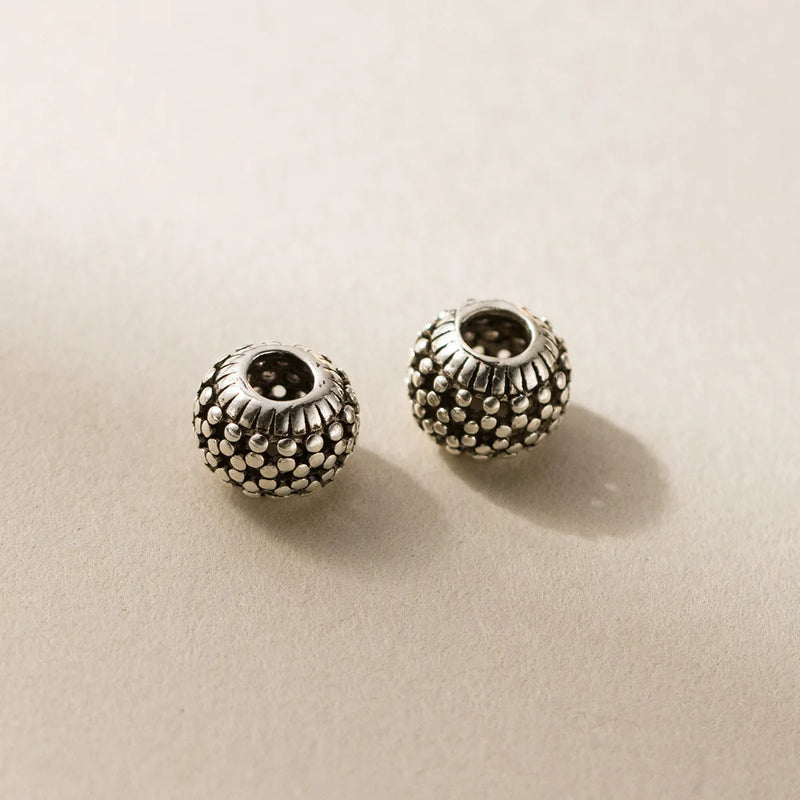 925 Sterling Silver Oval Ball Hollow Beads 7.5x5.5mm