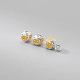 925 Sterling Silver Square Smile Jewelry Charms 5 Colors DIY Pendants