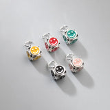 925 Sterling Silver Square Smile Jewelry Charms 5 Colors DIY Pendants