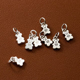 925 Silver Heart Bear Charms Necklace Earrings Pendants DIY Jewelry