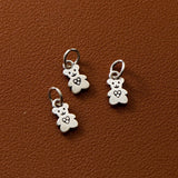 925 Silver Heart Bear Charms Necklace Earrings Pendants DIY Jewelry