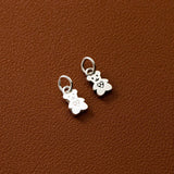 925 Silver Heart Bear Charms Necklace Earrings Pendants DIY Jewelry