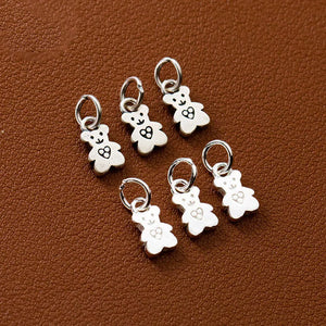 925 Silver Heart Bear Charms Necklace Earrings Pendants DIY Jewelry