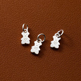 925 Silver Heart Bear Charms Necklace Earrings Pendants DIY Jewelry