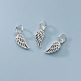 925 Sterling Silver Angel Wings Circle Charms DIY Pendant