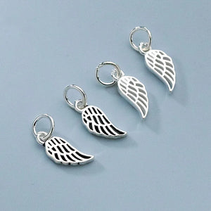 925 Sterling Silver Angel Wings Circle Charms DIY Pendant