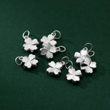 925 Silver Lucky Clover Flower Circle Charms Necklace Earrings Pendants DIY