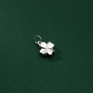 925 Silver Lucky Clover Flower Circle Charms Necklace Earrings Pendants DIY