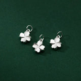 925 Silver Lucky Clover Flower Circle Charms Necklace Earrings Pendants DIY